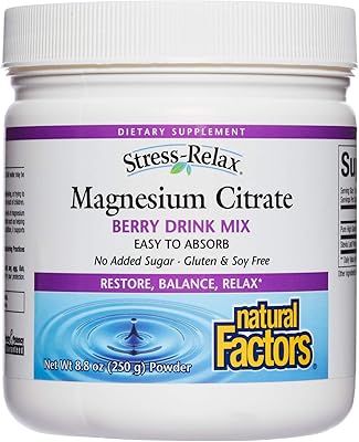 Mélange de baies natural factors citrate de magnésium 300 mg poudre 250 g
