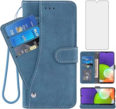 Aswish étui portefeuille pliable en verre trempé avec protection d'écran et porte-cartes
