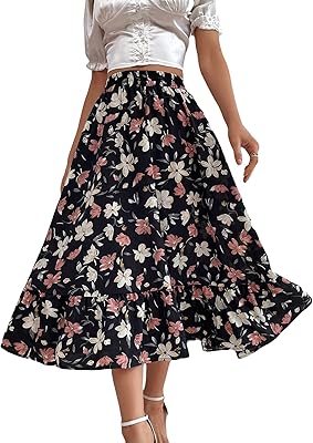 Shein jupe mi-longue à jambe large pour femme avec jupe trapèze en tissu