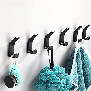 Thmin's lot de 6 patères adhésives robustes à suspendre avec crochets noirs réutilisables