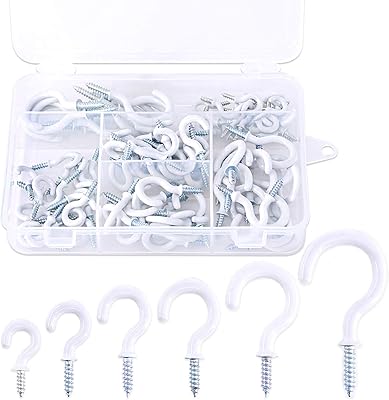 Glarex 100 pièces 6 tailles crochets de plafond à vis recouverts de vinyle