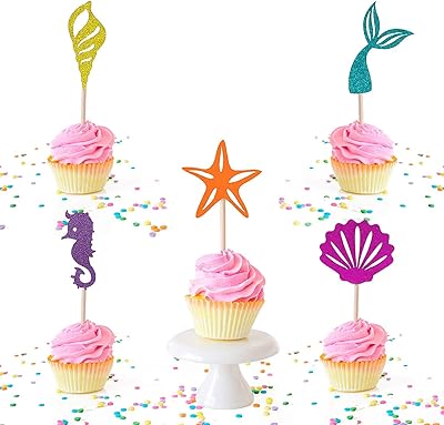 20 pièces de confettis à paillettes de sirène pour cupcakes, pour fête prénatale