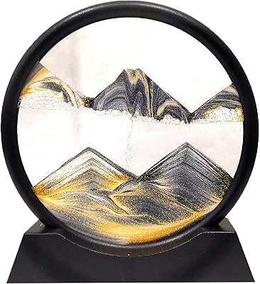 The white shop tableau circulaire 3d en verre avec sable mouvant et mouvant