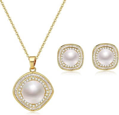 Parure de bijoux en perles élégante pour femme, collier et boucles d'oreilles parsemés