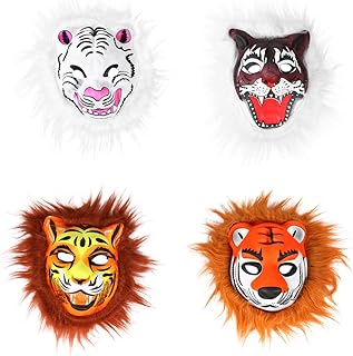 4 pièces masque de tête d'animal de tigre mascarade d'halloween costumes accessoires