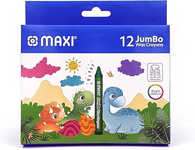 Crayons de cire maxi jumbo au design rond et 12 couleurs, taille 90