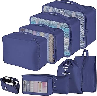 Cubes d'emballage de voyage castowave, 8 pièces de sacs organisateurs de valise