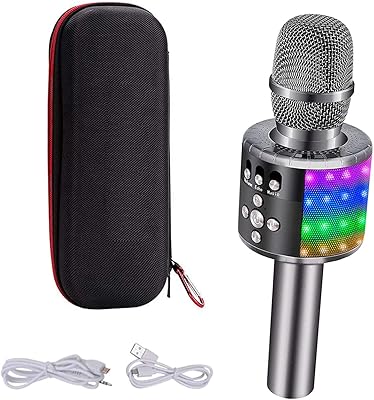 Microphone karaoké portable avec sac haut-parleur bluetooth enregistrement de chant avec lumières led