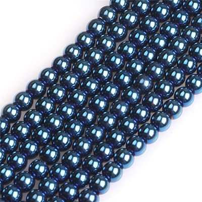 Perles d'hématite magnétiques rondes en vrac de 4 mm avec revêtement bleu minéral