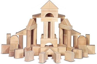 Blocs de construction en bois massif avec plateau de rangement en bois unité