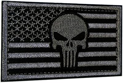 Patchs tactiques drapeau américain avec crâne, crochet et boucle pour utilisation sur sacs
