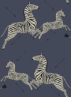 Papier peint autocollant scalamandre zebra safari denim scs3870, bleu
