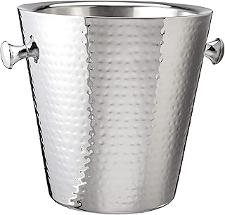 Seau à champagne à double paroi en acier inoxydable martelé elegance, 9 pouces