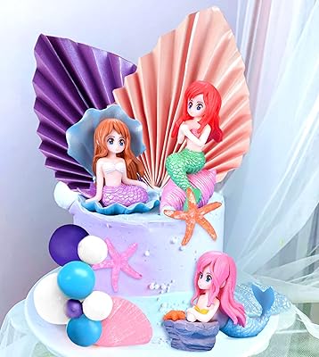 Giveness under the sea mermaid cake topper, seashell cake topper, mermaid tail cake