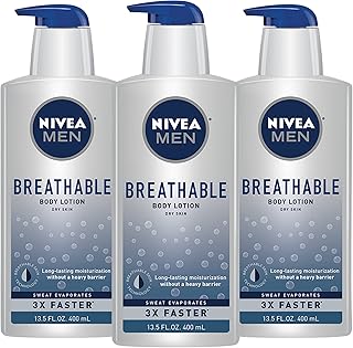Lait pour le corps respirant nivea men, lotion hydratante 48 heures, paquet