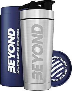 Bouteille shaker protéinée isolée en acier inoxydable de qualité supérieure beyond fitness