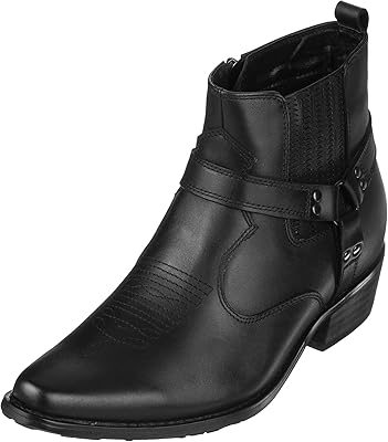 Bottes rehaussantes décontractées calto pour hommes de cowboy à fermeture éclair en cuir