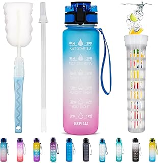 Bouteille d'eau potable rio rand de 32 oz, bouteilles d'eau portables avec paille