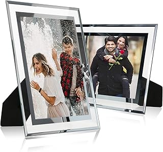 Cadre photo en verre acrylique cq 6 x 8, argent miroir pour affichage