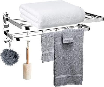 Ensemble de porte-serviettes de salle de bain avec 5 crochets amovibles, barres à