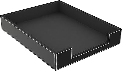 Corbeille à courrier en cuir (noir)