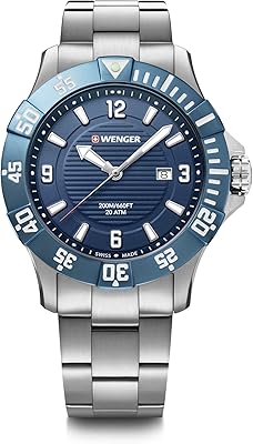 Montre wenger seaforce pour adulte avec cadran bleu et bracelet en acier inoxydable (01.0641.133), bleu, adulte. Diaytar Sénégal : Des promotions qui ont du sens