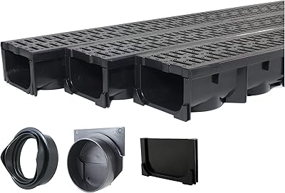 Tranchée de drainage canal avec grille plastique noir 3" x