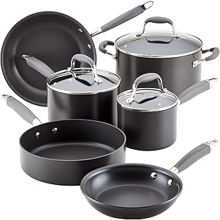 Batterie de cuisine et poêles antiadhésives anodisées dures anolon advanced - 9 pièces