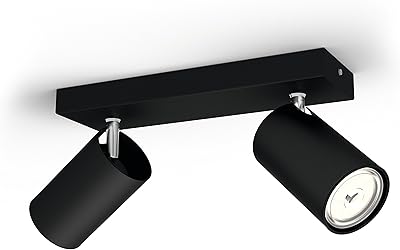 Bande de plafonnier led philips cosibo [noir - 2 spots] click fix facile