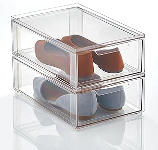 Bacs de rangement empilables en plastique mdesign avec tiroir coulissant pour placard, bureau