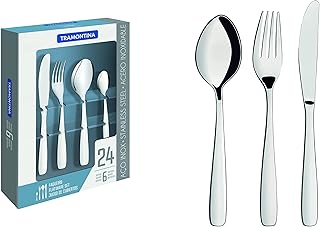 Ensemble de couverts tramontina 24 pièces en acier inoxydable, finition hautement polie, passe