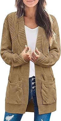 Cardigan décontracté ouvert sur le devant pour femme, pull mi-long en grosse maille