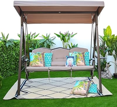 Balançoire aldora danube home | chaise suspendue au design moderne | balançoire 3 places | balançoires robustes pour l'intérieur, l'extérieur et le jardin | l 195 x l 115 x h 198 cm - gris. Diaytar : Des prix qui défient toute concurrence