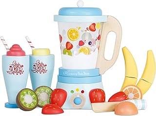 Mélangeur en bois et ensemble de fruits le toy fun deluxe pour enfants