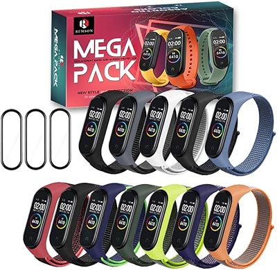 Bande ramson mega pack 12 couleurs pour xiaomi mi band 5, bande de remplacement en nylon et silicone souple avec 3 protecteurs d'écran en tpu pour hommes et femmes. Diaytar : Le discount intelligent pour consommateurs avisés