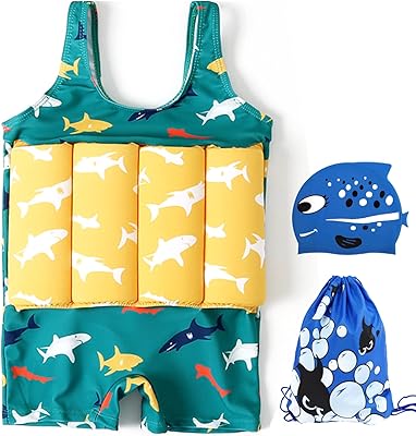 Maillot de bain flottant 3 pièces pour enfants, gilet de bain une pièce