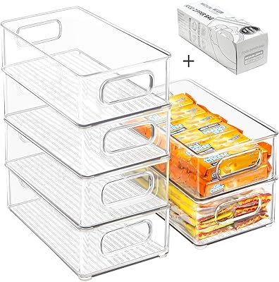 Bacs de rangement empilables pour réfrigérateur, paquet de 6 bacs de rangement