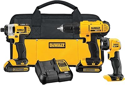 Kit combiné de perceuse sans fil dewalt, 20 v max, 3 outils (dck340c2)