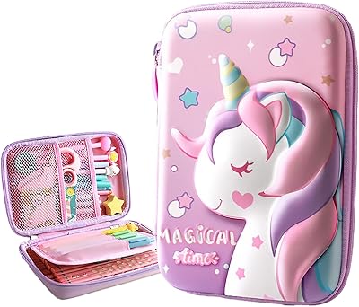 Trousse à crayons confortable et moderne au design licorne pour filles, multi, l