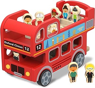Jouet de bus de londres woody treasures de wooden toys rouge à deux