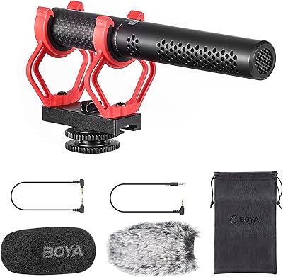 Boya by-bm2040 microphone d'appareil photo avec support antichoc, microphone externe professionnel pour appareils