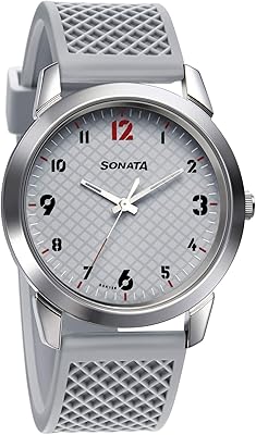 Montre intelligente analogique gravée grise sonata pour homme 77107sp01w/nn77107sp01w, bracelet