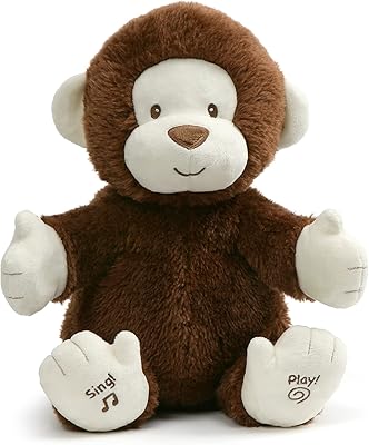 Jouet en peluche animé gond chantant et applaudissant pour bébé, marron, 12