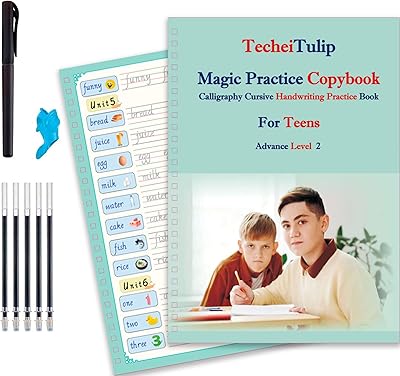 Livre d'entraînement à l'écriture manuscrite magique réutilisable tikitulip pour enfants comprenant une prise