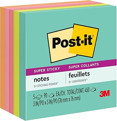 Notes super autocollantes post it modèle 654-5ssmia 3" x