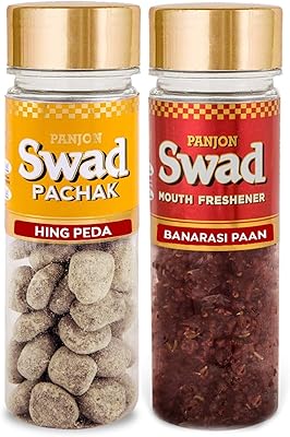 Panjon swad hing peda & banarasi paan (désodorisants mukhwas) 2 bouteilles, 220 g