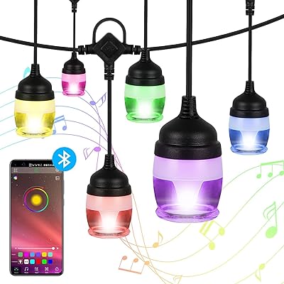 Guirlande lumineuse d'extérieur led étanche de 16m, suspension intelligente de 11m rvb +