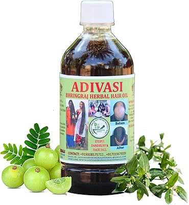 Huile capillaire à base de plantes adivasi bhringraj, 250 ml 100 % naturelle