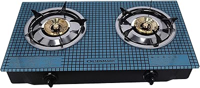 Cuisinière à gaz olsenmark double brûleur allumage automatique verre trempé
