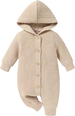 Pull d'hiver pour nouveau-né garçon et fille, barboteuse à capuche, combinaison pour bébé